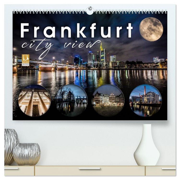 Produktbild: Frankfurt city view (hochwertiger Premium Wandkalender 2026 DIN A2 quer), Kunstdruck in Hochglanz
