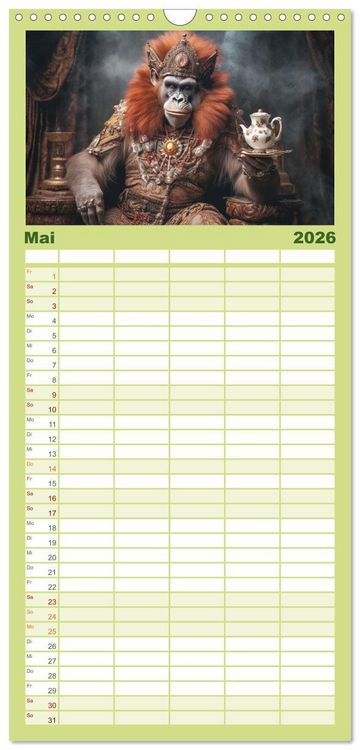 Produktbild: Familienplaner 2026 - Tierisch - K&ouml;niglich mit 5 Spalten (Wandkalender, 21 x 45 cm) CALVENDO