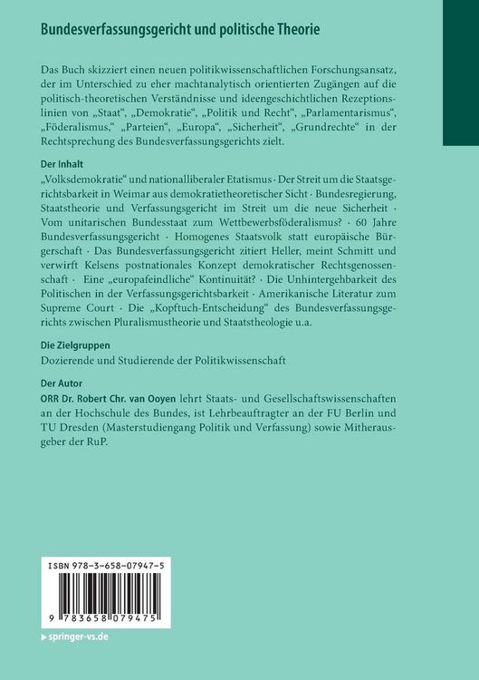 Produktbild: Bundesverfassungsgericht und politische Theorie