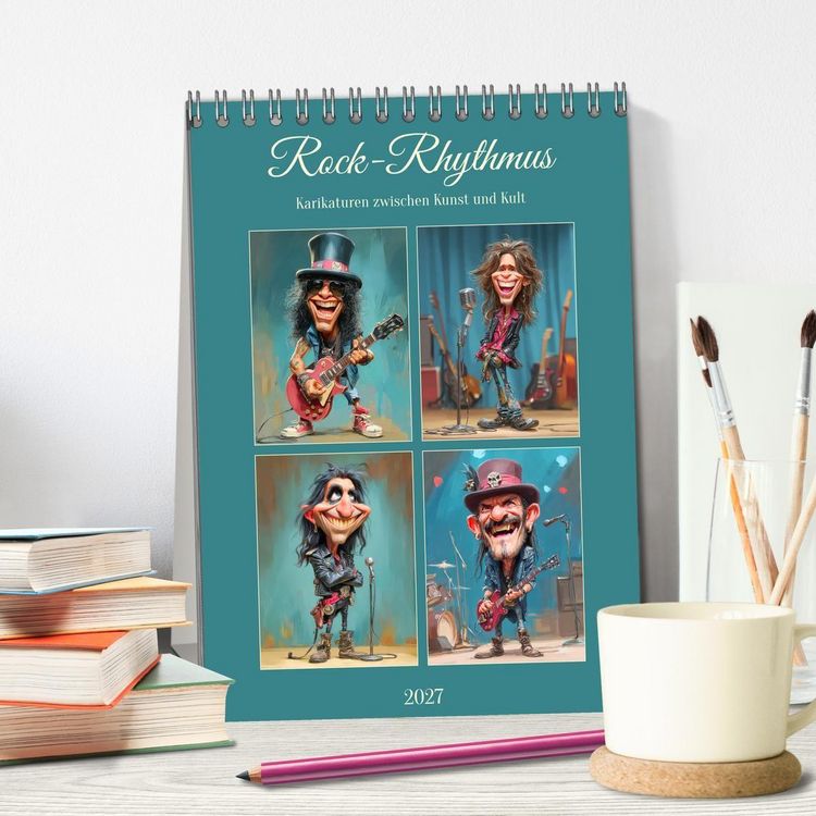 Produktbild: Rock-Rhythmus. Karikaturen zwischen Kunst und Kult (Tischkalender 2027 DIN A5 hoch), CALVENDO Monatskalender