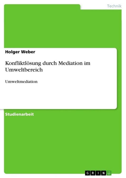 Produktbild: Konfliktl&ouml;sung durch Mediation im Umweltbereich