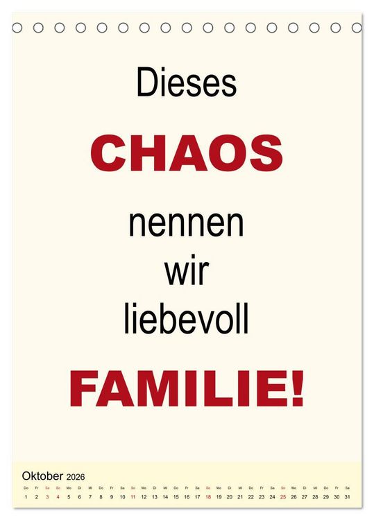 Produktbild: Spr&uuml;che-Kalender. Lustiges f&uuml;r die Familie! (Tischkalender 2026 DIN A5 hoch), CALVENDO Monatskalender