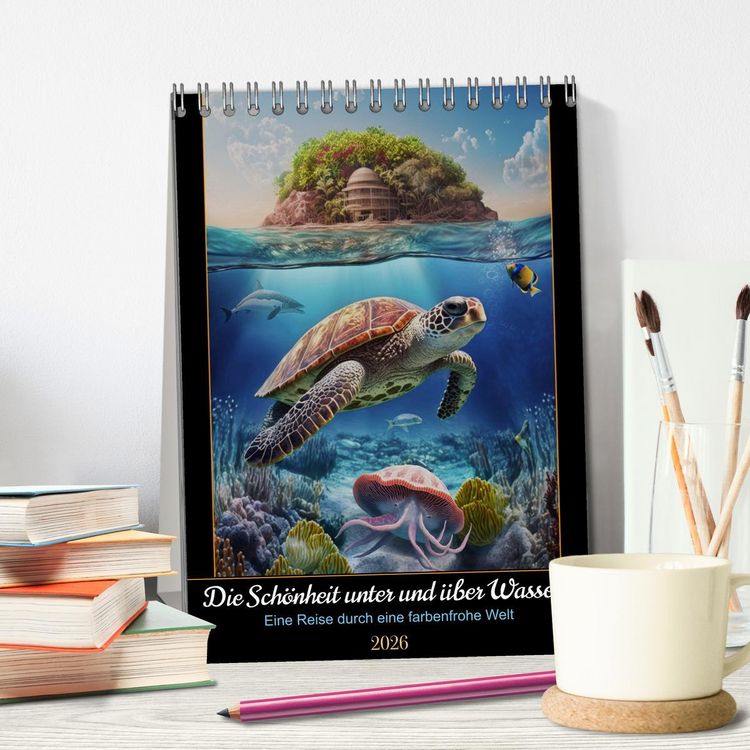 Produktbild: Die Sch&ouml;nheit unter und &uuml;ber Wasser (Tischkalender 2026 DIN A5 hoch), CALVENDO Monatskalender