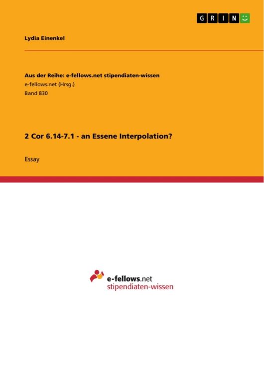 Produktbild: 2 Cor 6.14-7.1 - an Essene Interpolation?