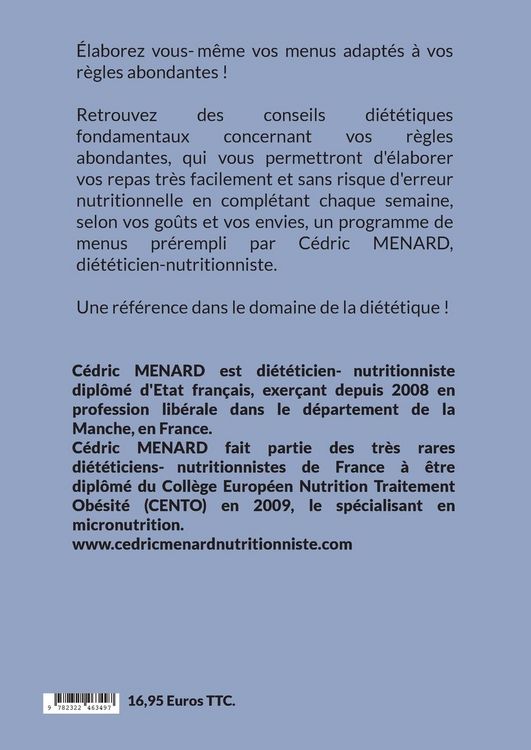 Produktbild: J'&eacute;labore mon planning de menus adapt&eacute; &agrave; mes r&egrave;gles abondantes.