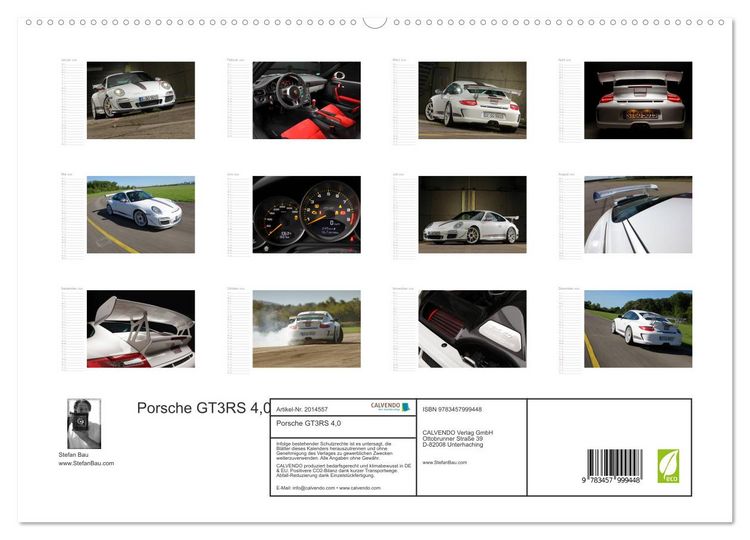 Produktbild: Porsche GT3RS 4,0 (hochwertiger Premium Wandkalender 2026 DIN A2 quer), Kunstdruck in Hochglanz