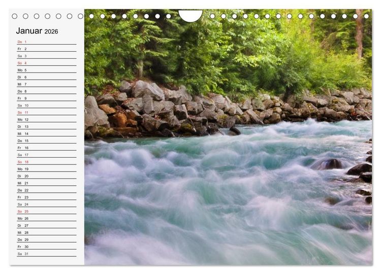Produktbild: Wildwasser. Gebirgsb&auml;che und Wasserf&auml;lle (Wandkalender 2026 DIN A4 quer), CALVENDO Monatskalender