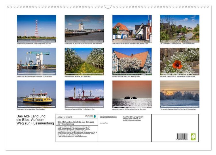 Produktbild: Das Alte Land und die Elbe. Auf dem Weg zur Flussm&uuml;ndung (Wandkalender 2027 DIN A2 quer), CALVENDO Monatskalender
