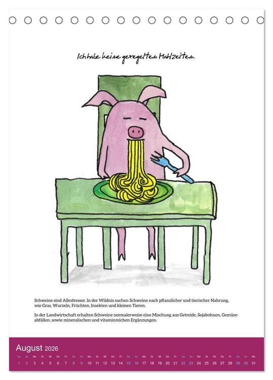 Produktbild: Schweinekalender - Alles was du &uuml;ber Schweine wissen wolltest! (Tischkalender 2026 DIN A5 hoch), CALVENDO Monatskalender