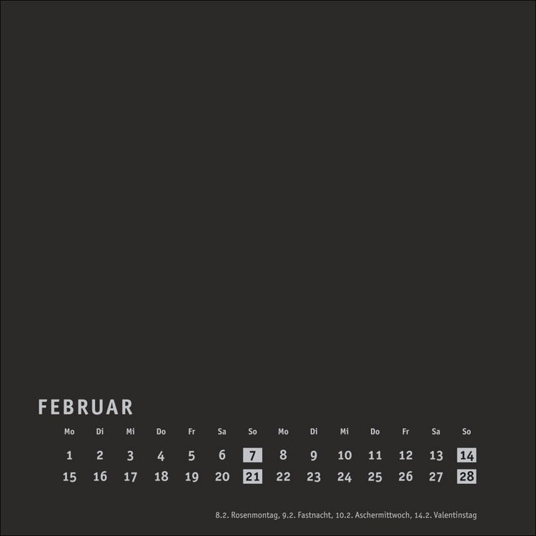 Produktbild: Premium-Bastelkalender schwarz klein 2027
