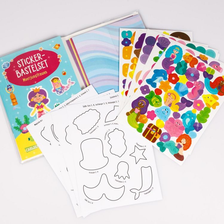 Produktbild: Bastelset f&uuml;r Kinder: Sticker-Bastelset: Meerjungfrauen