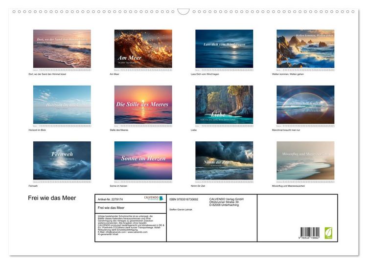 Produktbild: Frei wie das Meer (Wandkalender 2026 DIN A2 quer), CALVENDO Monatskalender