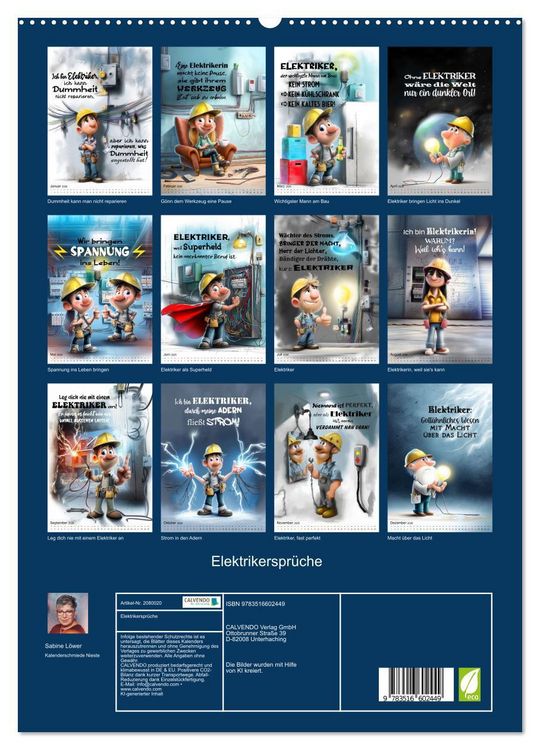 Produktbild: Elektrikerspr&uuml;che (hochwertiger Premium Wandkalender 2026 DIN A2 hoch), Kunstdruck in Hochglanz