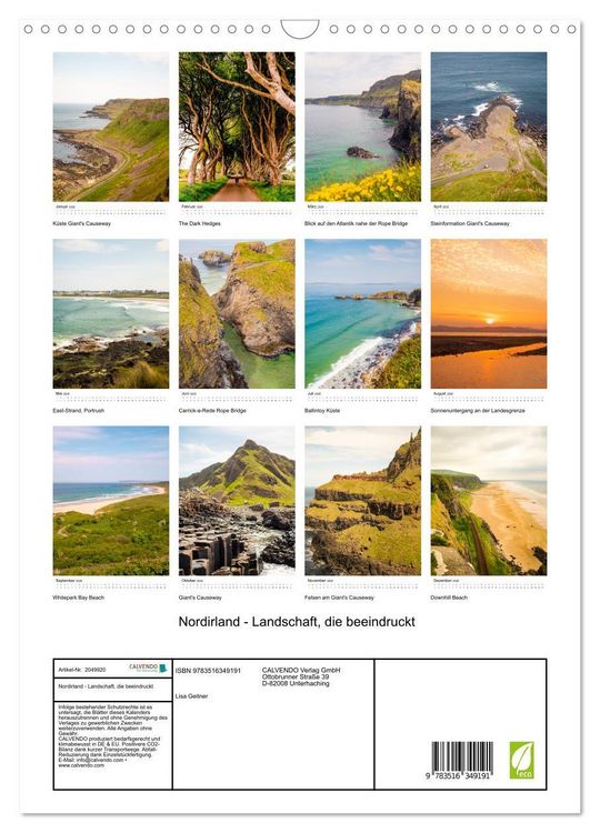 Produktbild: Nordirland - Landschaft, die beeindruckt (Wandkalender 2026 DIN A3 hoch), CALVENDO Monatskalender