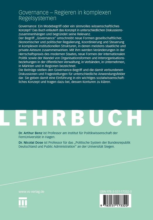 Produktbild: Governance - Regieren in komplexen Regelsystemen