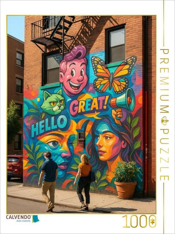 Produktbild: CALVENDO Puzzle Fr&ouml;hliche W&auml;nde - Mural in der Stadt | 1000 Teile Lege-Gr&ouml;&szlig;e 64x48cm Foto-Puzzle f&uuml;r gl&uuml;ckliche Stunden
