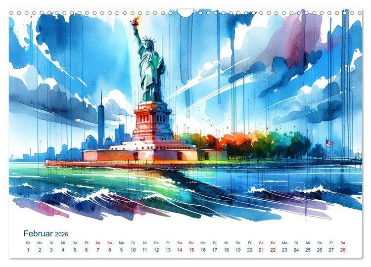 Produktbild: Sehensw&uuml;rdigkeiten in Aquarell (Wandkalender 2026 DIN A3 quer), CALVENDO Monatskalender
