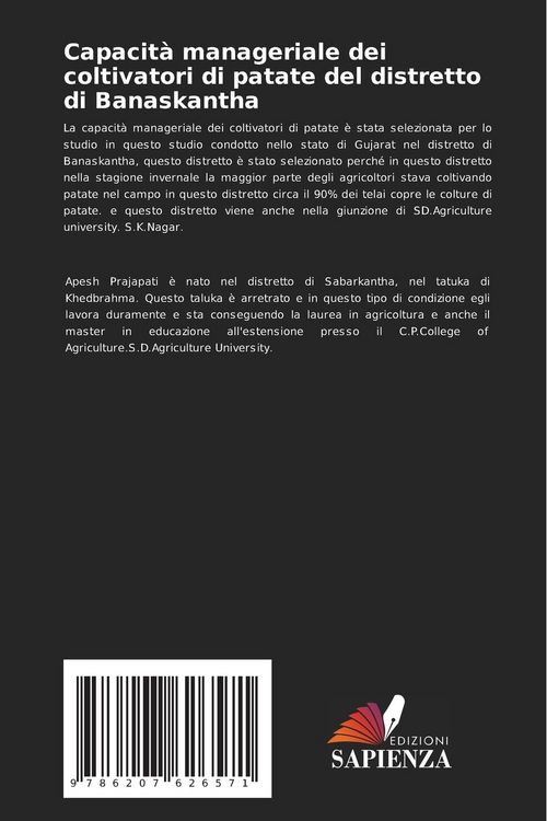 Produktbild: Capacit&agrave; manageriale dei coltivatori di patate del distretto di Banaskantha