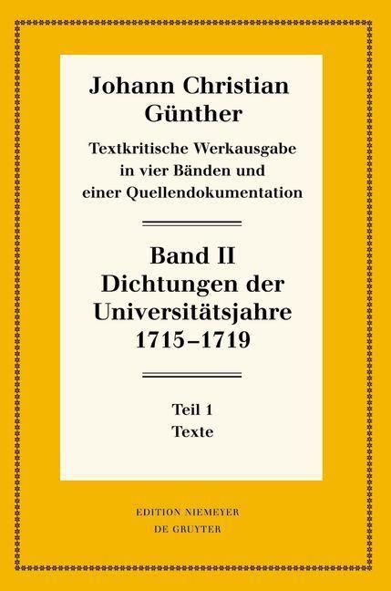 Produktbild: Dichtungen der Universit&auml;tsjahre 1715-1719