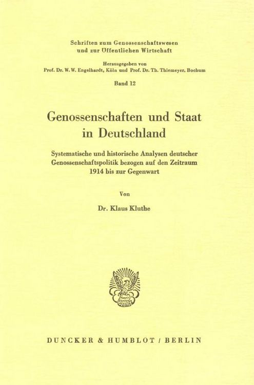 Produktbild: Genossenschaften und Staat in Deutschland.