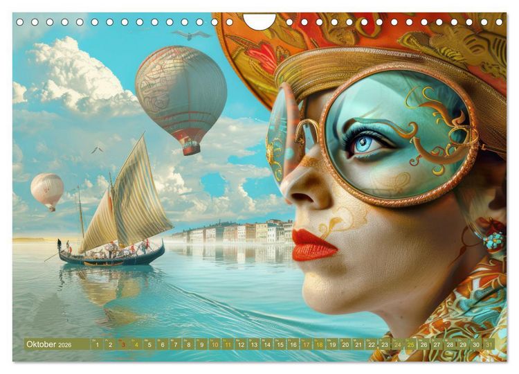 Produktbild: Theatralische surreale Szenen im venezianischen Stil (Wandkalender 2026 DIN A4 quer), CALVENDO Monatskalender