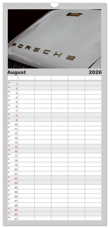 Produktbild: Familienplaner 2026 - Heiligs Blechle - Porsche-Ikonen im Detail mit 5 Spalten (Wandkalender, 21 x 45 cm) CALVENDO