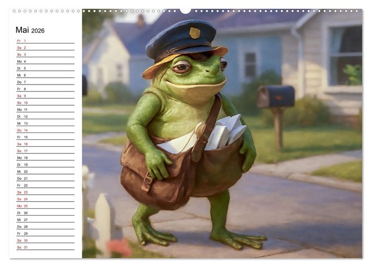 Produktbild: Frosch bei der Arbeit- Dienst nach Vorschrift (hochwertiger Premium Wandkalender 2026 DIN A2 quer), Kunstdruck in Hochglanz