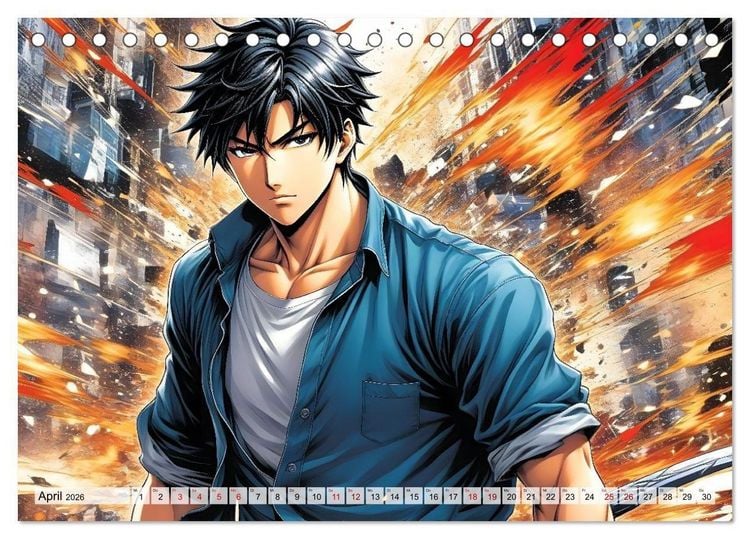 Produktbild: Manga Action Heroes (Tischkalender 2026 DIN A5 quer), CALVENDO Monatskalender