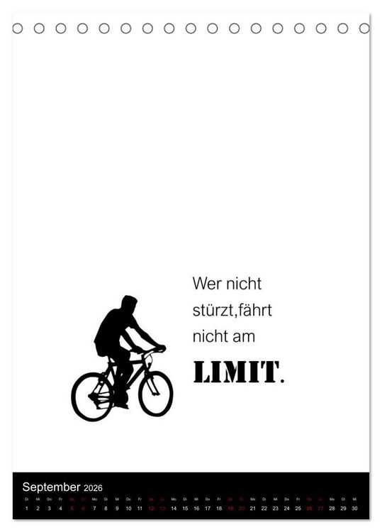 Produktbild: Markante, freche Spr&uuml;che rund ums Radfahren (Tischkalender 2026 DIN A5 hoch), CALVENDO Monatskalender