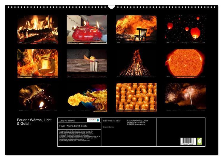 Produktbild: Feuer &bull; W&auml;rme, Licht & Gefahr (Wandkalender 2026 DIN A2 quer), CALVENDO Monatskalender