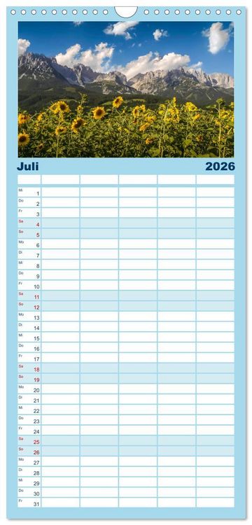 Produktbild: Familienplaner 2026 - Der Wilde Kaiser, das Kletterparadies bei Kitzb&uuml;hel mit 5 Spalten (Wandkalender, 21 x 45 cm) CALVENDO
