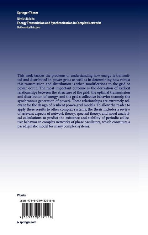 Produktbild: Energy Transmission and Synchronization in Complex Networks