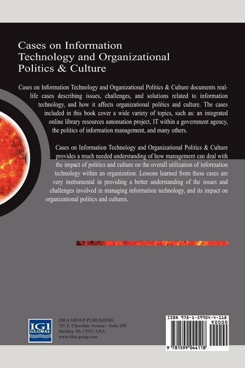 Produktbild: Cases on Information Technology and Organizational Politics & Culture