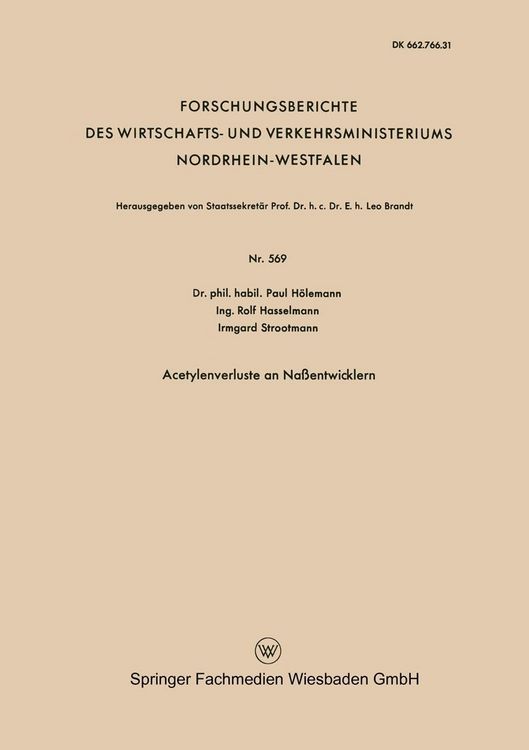 Produktbild: Acetylenverluste an Na&szlig;entwicklern