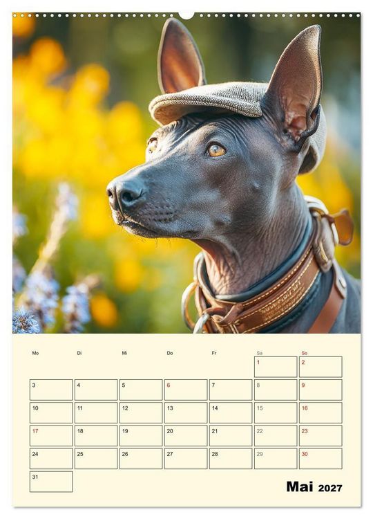 Produktbild: Xolos. Seelenhunde aus Mexiko (Wandkalender 2027 DIN A2 hoch), CALVENDO Monatskalender