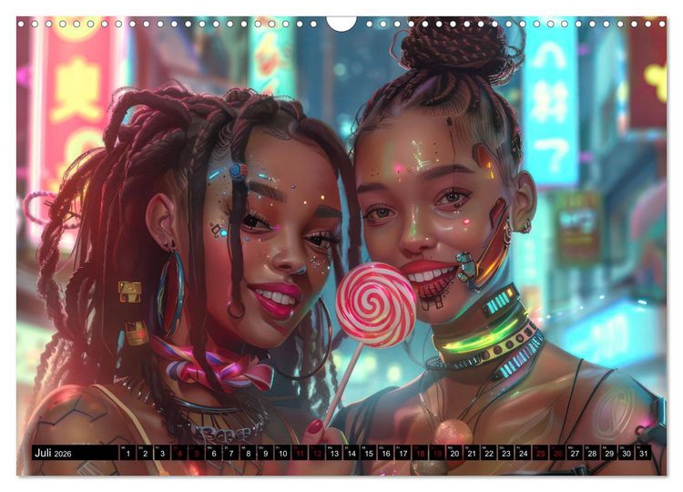 Produktbild: Cyberpunk - Hochtechnisierte Neonwelt (Wandkalender 2026 DIN A3 quer), CALVENDO Monatskalender