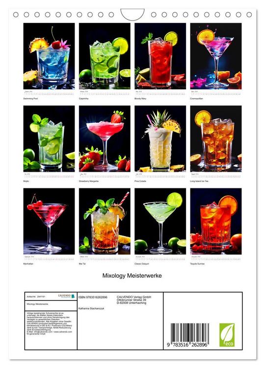 Produktbild: Mixology Meisterwerke (Wandkalender 2026 DIN A4 hoch), CALVENDO Monatskalender