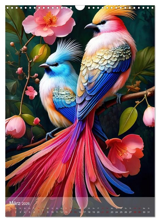 Produktbild: Exotische Harmonie - Paradiesv&ouml;gel und Blumenpracht (Wandkalender 2026 DIN A3 hoch), CALVENDO Monatskalender