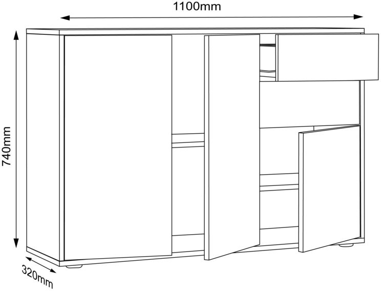 Produktbild: Holz Kommode Sideboard Salia Breite 110 Schublade
