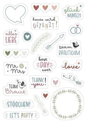 Produktbild: Brunnen Sticker-Set Hochzeit