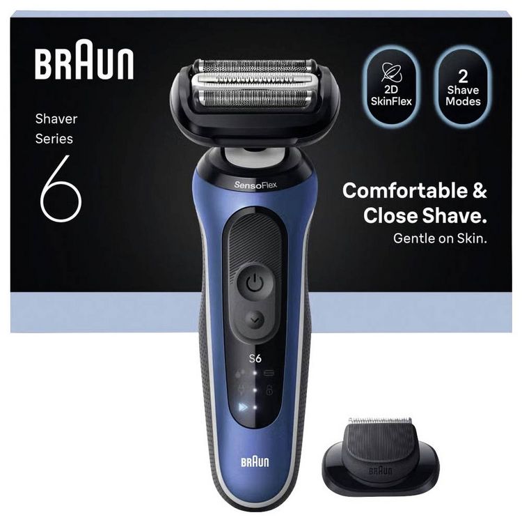 Produktbild: Braun 62-B1200s Series 6 Rasierer abwaschbar Blau