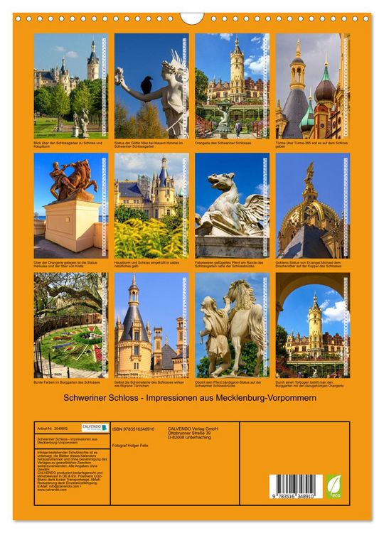 Produktbild: Schweriner Schloss - Impressionen aus Mecklenburg-Vorpommern (Wandkalender 2026 DIN A3 hoch), CALVENDO Monatskalender