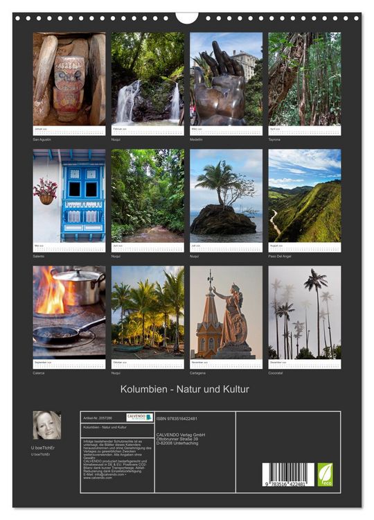 Produktbild: Kolumbien - Natur und Kultur (Wandkalender 2026 DIN A3 hoch), CALVENDO Monatskalender