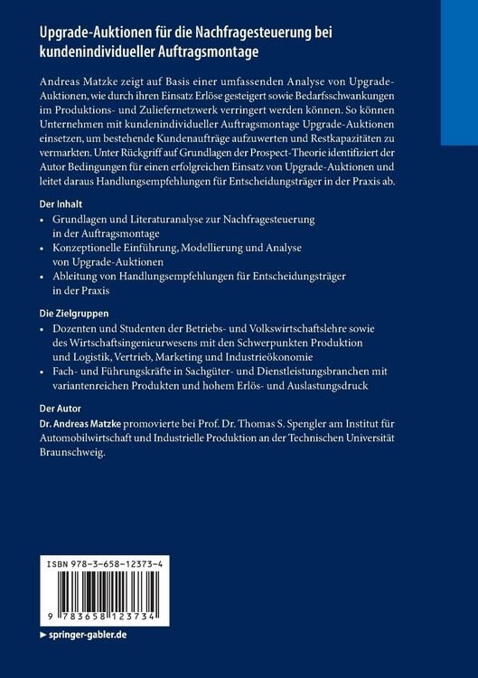 Produktbild: Upgrade-Auktionen f&uuml;r die Nachfragesteuerung bei kundenindividueller Auftragsmontage