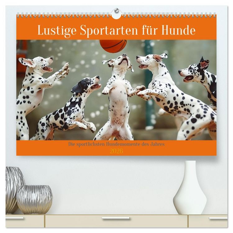 Produktbild: Lustige Sportarten f&uuml;r Hunde (hochwertiger Premium Wandkalender 2026 DIN A2 quer), Kunstdruck in Hochglanz