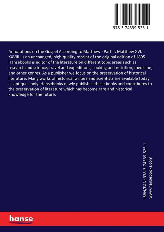 Produktbild: Annotations on the Gospel According to Matthew