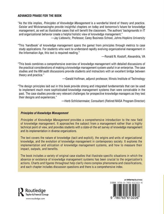 Produktbild: Principles of Knowledge Management