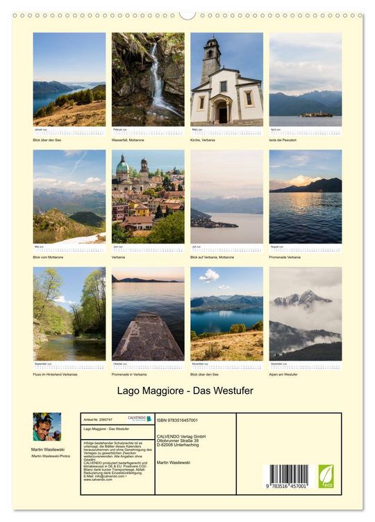 Produktbild: Lago Maggiore - Das Westufer (hochwertiger Premium Wandkalender 2026 DIN A2 hoch), Kunstdruck in Hochglanz