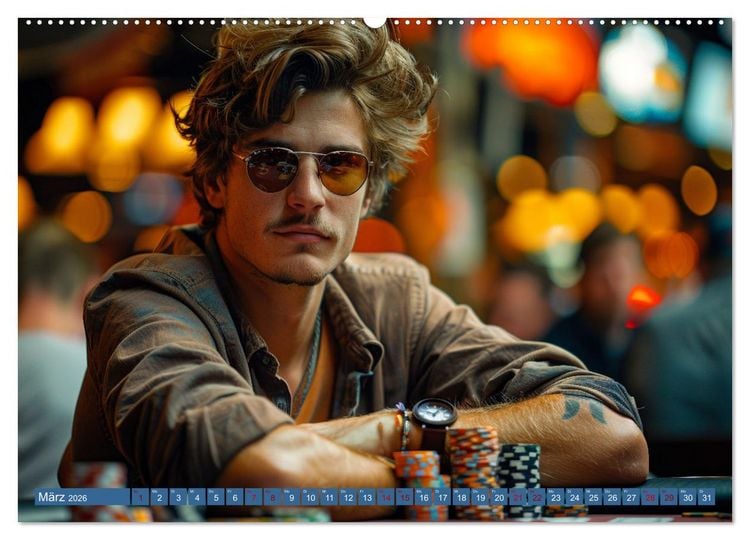 Produktbild: Poker Masters Texas Hold'em (hochwertiger Premium Wandkalender 2026 DIN A2 quer), Kunstdruck in Hochglanz