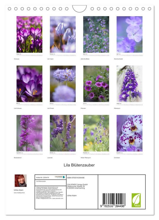 Produktbild: Lila Bl&uuml;tenzauber (Wandkalender 2026 DIN A4 hoch), CALVENDO Monatskalender